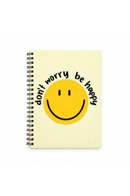Don'T Worry Metal Spiral Oval Corner Notebook Ivory A5 Unlined 100 Sheets