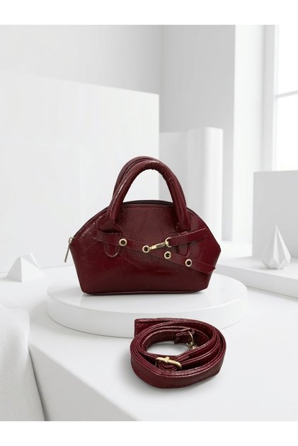 Mini model red color hand and shoulder bag.