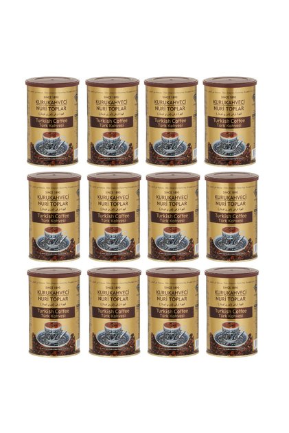 Nuri Toplar Turkish Coffee Roasted on Wood Fire 250g - Box of 12 Cans