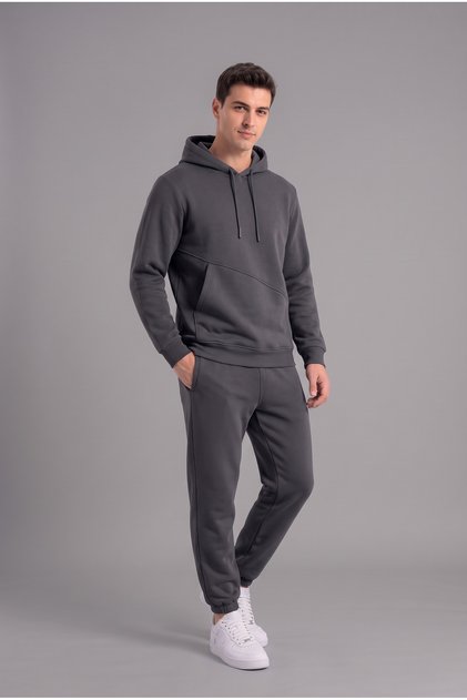 Men's Dark Smoked Tracksuit Set 3-Strap Soft Fabric with Side Pockets