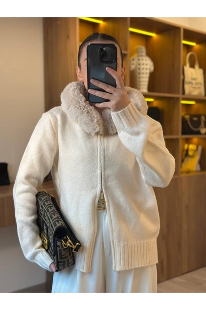 Fur Collar Cardigan