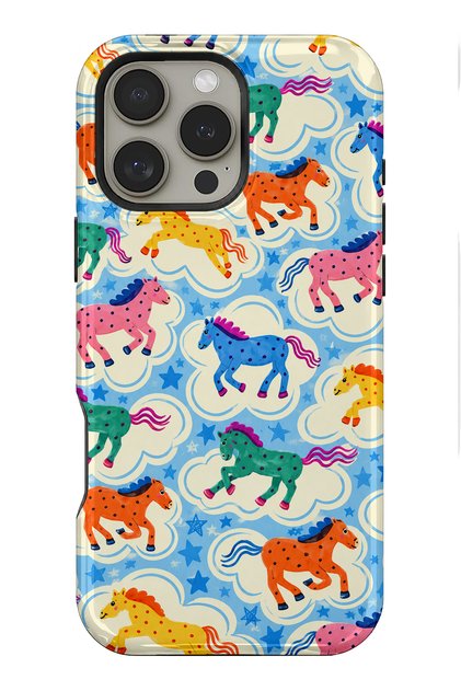 Compatible with iPhone 14 Pro Max - Colorful Horses, Double Layer Cover, Glossy Surface Protective Case