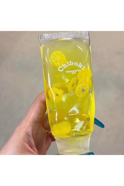 Jucărie senzorială antistres squishy, tub cu fructe - Lămâie, Galben