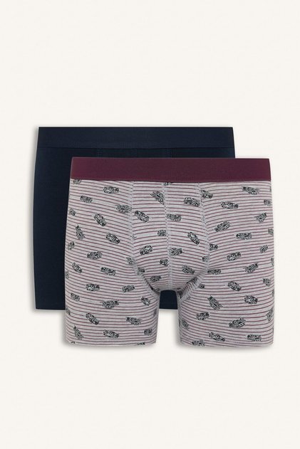 Regular Fit Çizgili ve Desenli 2'li Boxer H9662AX26AU