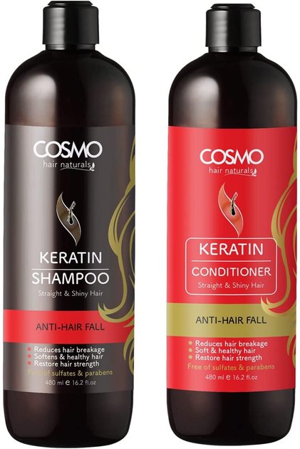 Keratin Anti Hair Fall Shampoo & Conditioner 480ml 2 Piece Set For Unisex