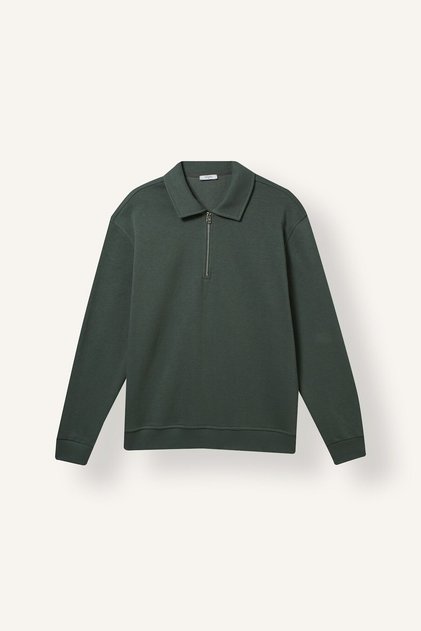 Cotton Regular Fit Polo Collar Thick Fabric Basic Sweatshirt H1833Ax26Au