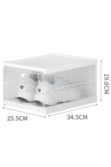 Plastic, Stackable Shoe Boxes, Foldable, Space-Saving, Easy Installation, 1 Tier, Clear