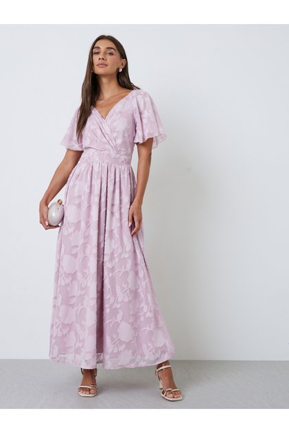 Light Pink Jacquard A-Line Maxi Dress