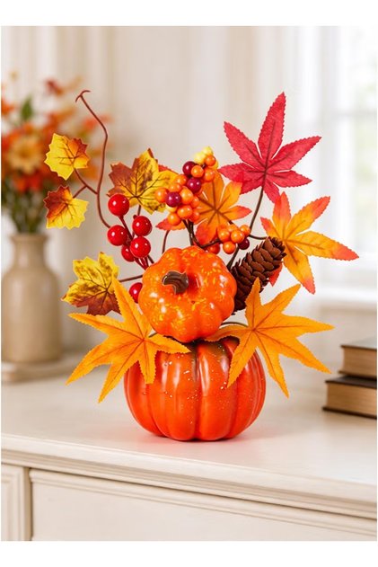 Simulation Maple Leaf Pumpkin Pinecone Berry Home Decoration Ornament, Autumn Harvest Festival Scene Arrangement Small Ornament