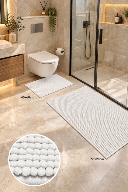 Macaroni Microfiber Non-Slip Base Bath Mat Set 40X60 + 60X90