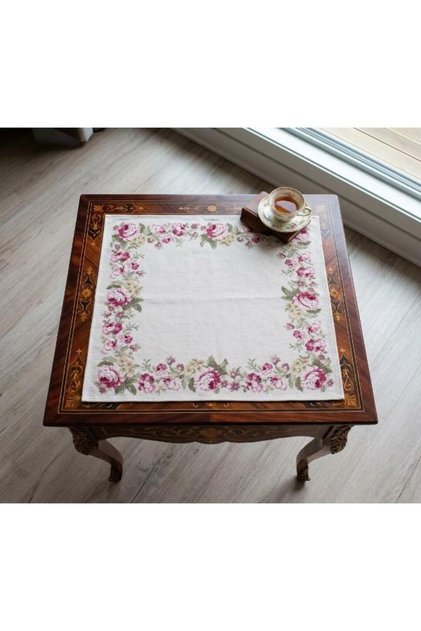 Rose Frame Jakarli Woven Goblen Decorative Table Coffee Table Cover 65*70