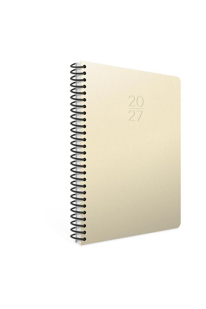 2027 Spiral Daily Agenda Hard Cover 17X24 cm 406-Sek Cream