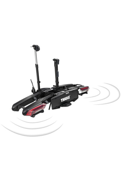 Suport pentru 2 biciclete cu senzori de parcare, Epos ParkSecure 9802100 cu prindere pe carligul de remorcare (13 pini), Negru