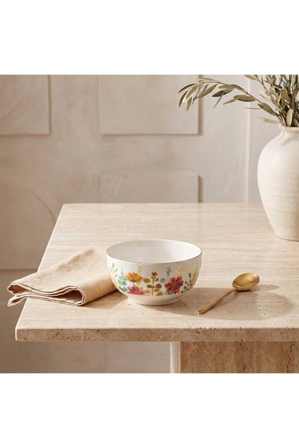 Floral Print New Bone China Bowl - 480 ml