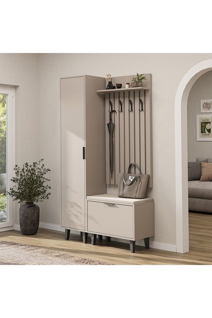 Nord Vestiyer Takımı Lambri Askılıklı, Kapaklı Bench, Boy Doabı , Modüler Portmanto Takımı