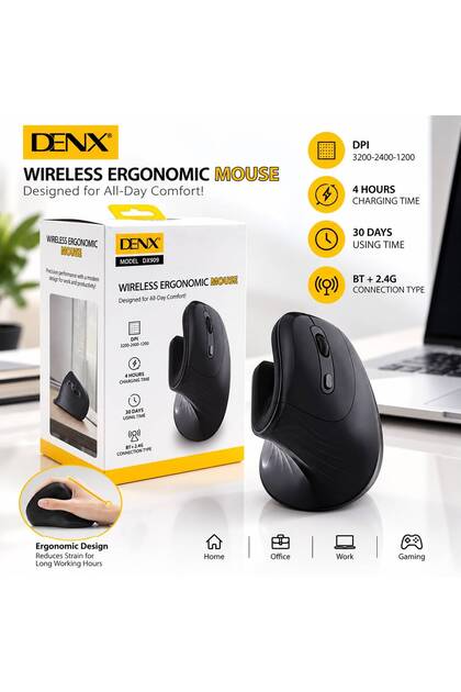 ماوس لاسلكي مريح لليد(Wireless Ergonomic Mouse)