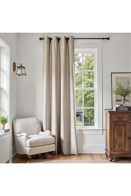 Linen Curtains Grommet Window Drape 132x213CM Beige 1 Panel
