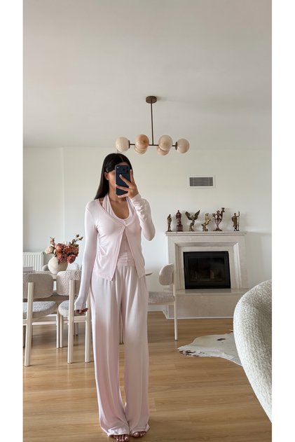 Pembe ZR Model Atlet Detaylı Hırka Pantolon İkli Takım GAUS-02100