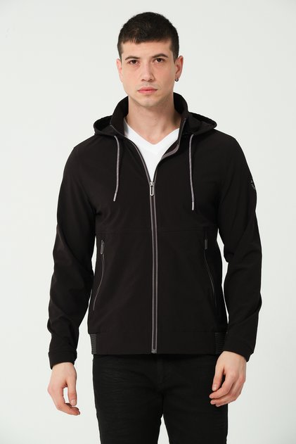 Men's coat removable hooded stretchable men's coat