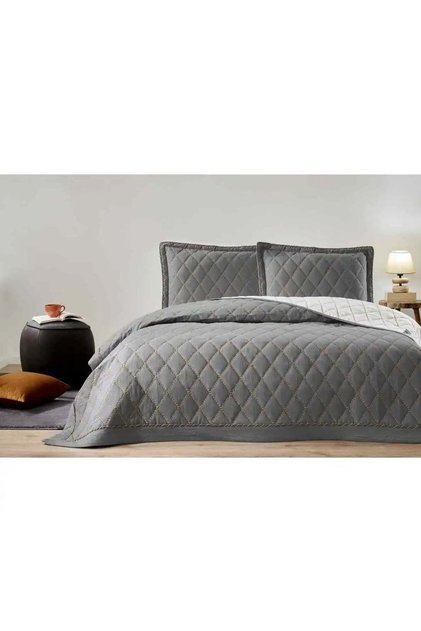 Embroidered -Diamond Anthracite- Double Bedspread (240X250)
