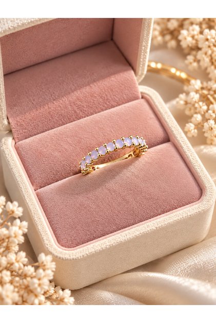 Lilac Stone Gold Color Elegant Row Stone Women's Ring
