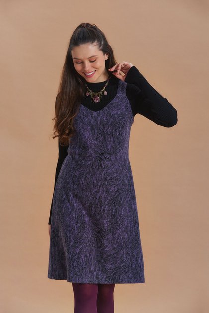 V-Neck Thick Strap Winter Dress