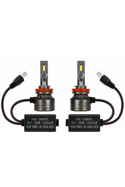 Set de 2 becuri LED H11 V68 180W 16000LM Canbus 6000K 12V Alb Rece