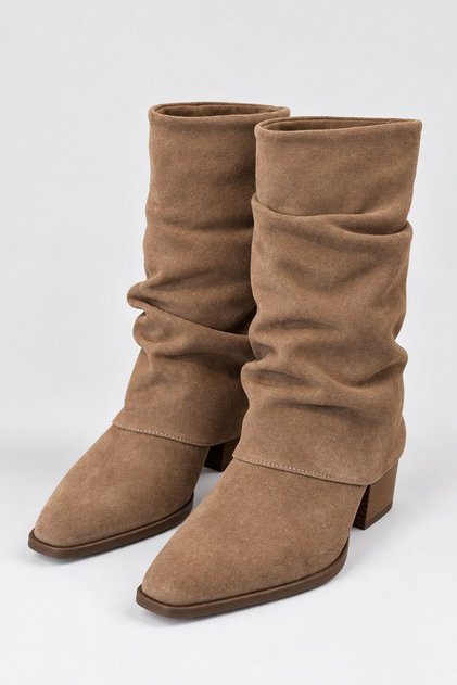 Mink Suede Women's Suede Textured Drawstring Boots