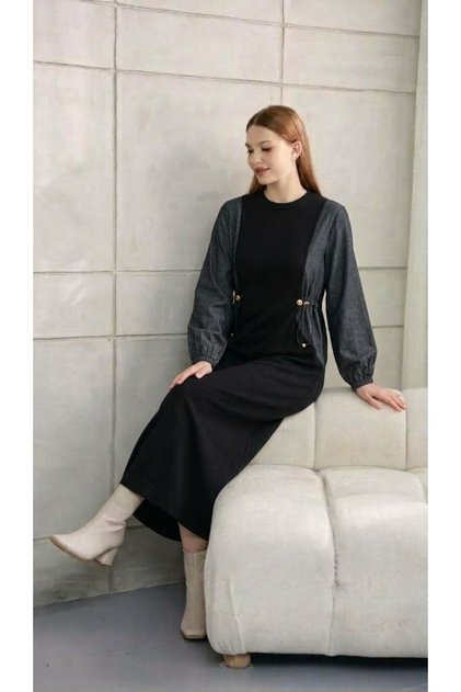 Crew Neck Silk Cupra Garnished Side Tie Cold Yarn Mercerized Fabric Full Length Dress