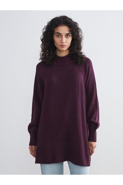 Quality Pieces from Çelebi Store Dik Roba Collar Loose Fit Women's Knitwear Tunic