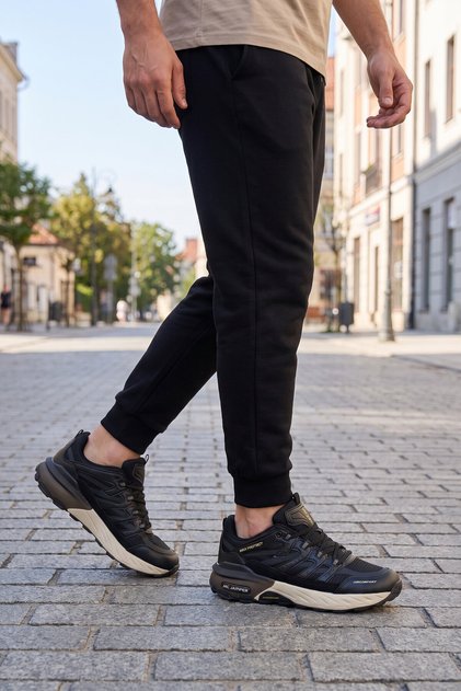 Comfortable Orthopedic Sole Lace-Up Black-Beige Men's Walking and Sports Shoes Sneaker 2427