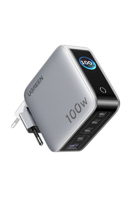 Nexode Pro 100W GaN Hızlı Şarj Cihazı, 5 Port 4 USB-C + USB-A, Akıllı Dijital Ekranlı, 65620B