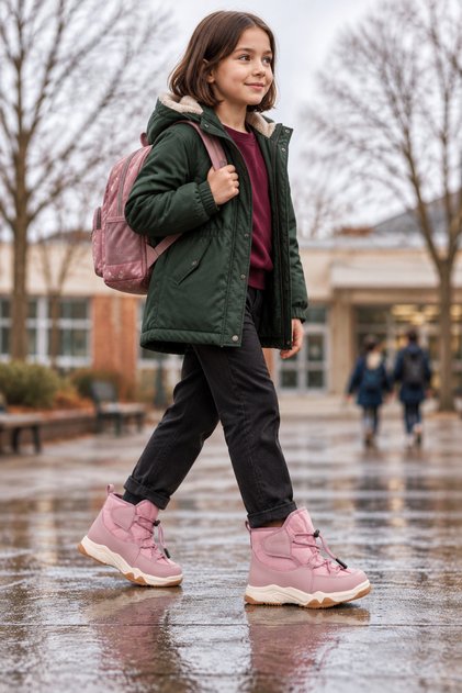 Bl-7026 Anatomical Sole Girls' Pink Color Daily Use Winter Children's Boots