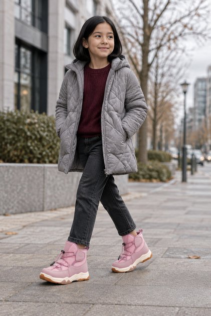 Bl-8512 Anatomical Sole Girls' Pink Color Daily Use Winter Children's Boots