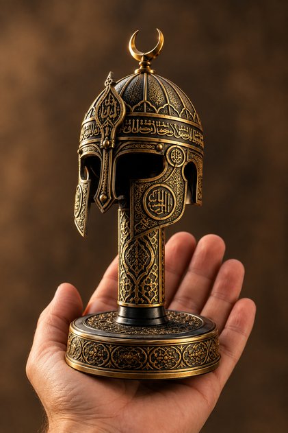Osmanlı Esintili Dekoratif Miğfer Biblo 20cm – Tarihi Motifli Dekorasyon Ürünü 290 gr
