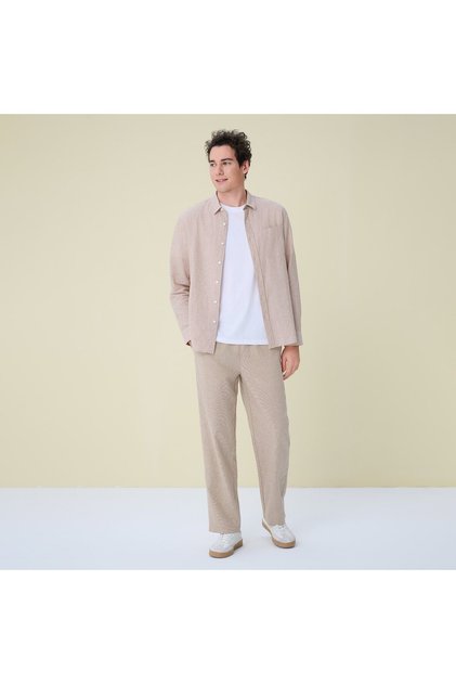 Men's Mid Rise Relaxed Straight Elastic Waist Khakis