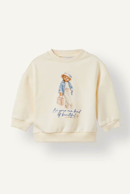 Crew Neck Thick Sweatshirt with Teddy Bear for Baby Girl I7727A526Au