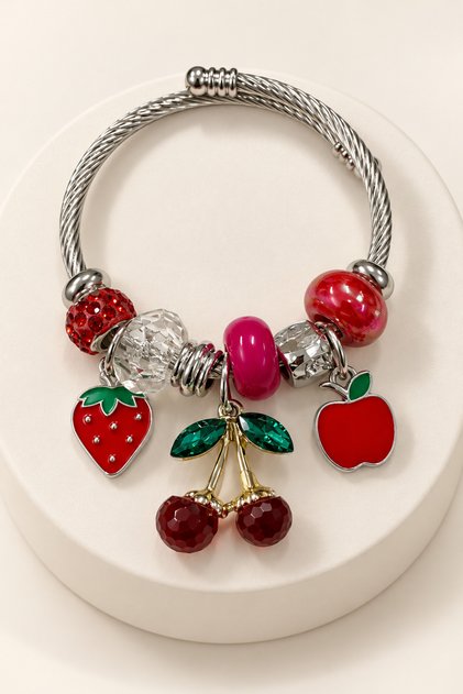 Children's Boy Fruit Figured Charm Steel Bracelet – Small Size Tarnish-Resistant Stainless Colorful Bracelet