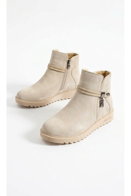 Beige Skin Suede Orthopedic Sole Non-Slip Sole Water and Cold Resistant Material Women's Boots