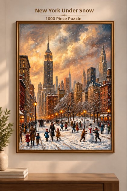 Under the Snow New York 1000 Piece Puzzle Winter Themed 48 X 68 cm High Quality Printing Fun Puzzle