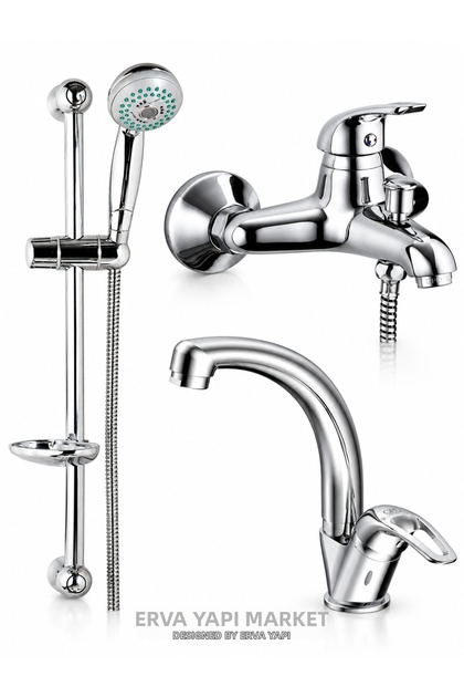 Adrio Bathroom Faucet Rotating Sink Faucet Dst16 Sliding Shower Set with Massage Effect 3-Piece Chrome Combination