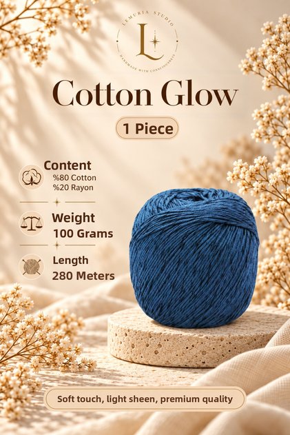 Cotton Glow Cotton Rayon Blended Light Shiny Knitting Yarn 100 Grams 280 Meters