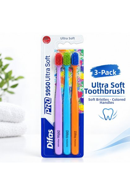 Difas Pro 5950 Ultra Soft Ultra Soft Toothbrush 3-Pack – Colorful Handle