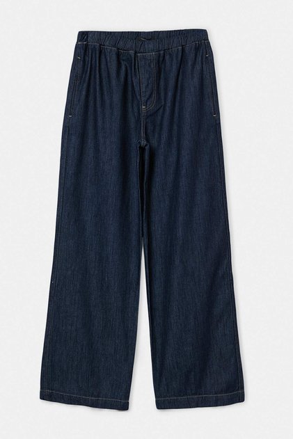 Koyu Mavi Beli Lastikli Düşük Bel Wide Leg Jeans TWOAW27JE00258