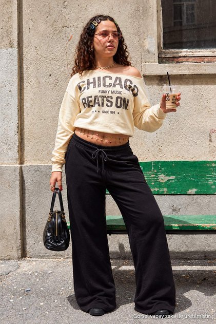 Black Star Embroidered Wide Leg Sweatpants Tbbaw27Aj00008
