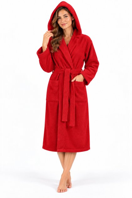 Hooded Cotton Curly Women'S/Men's Unisex Bathrobe