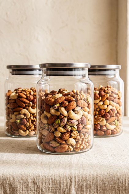 Bormio Set of 3 Glass Jars with Metal Lids 900 ml