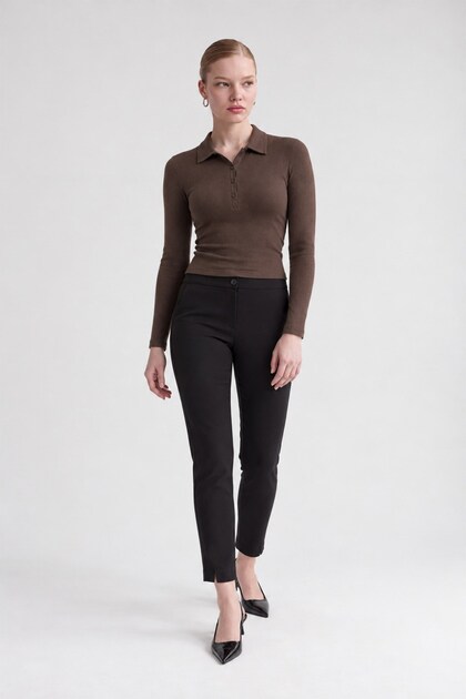 Skinny Leg Trousers Black