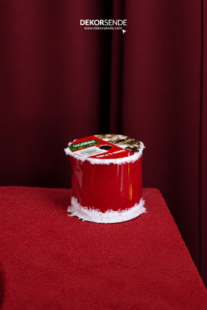Christmas Tree Ribbon Snowy Red 6cm X 2m