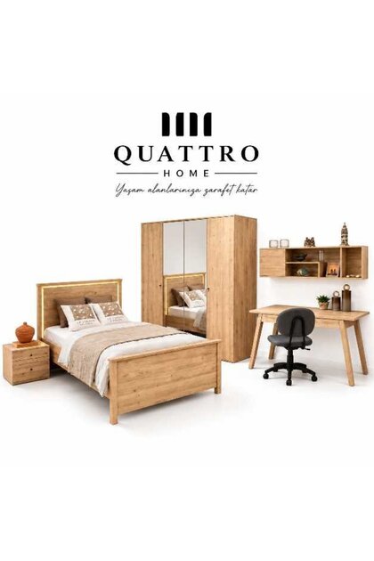 Wooden Genç Odası--3 kapılı dolap-çal masası-çal ünitesi-komidin-şifonyer-100*200 karyola-kitapılk